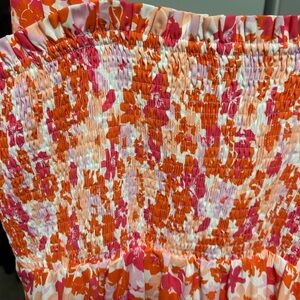 Pink lily smocked floral dresss